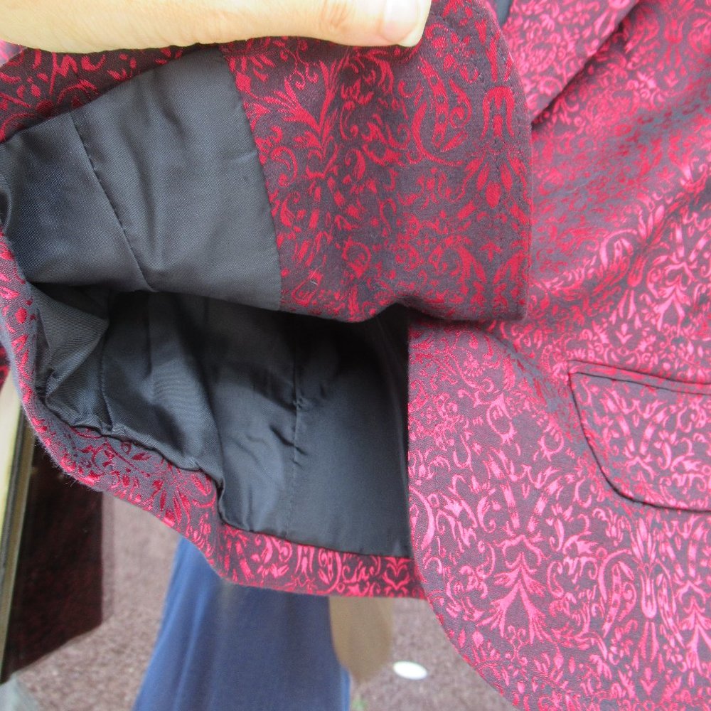 Last Chance NWT VINTAGE red & black print with shimmer blazer - Picture 8 of 16